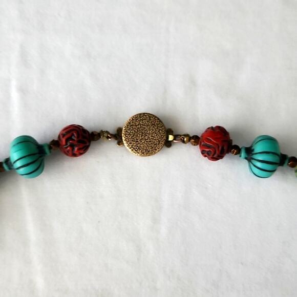 Vintage Brass Beaded Statement Necklace | Handmade Bold Jewelry - Picture 5 of 6